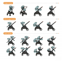 Poussette double pliable multifonctionnelle OEM ODM pour bébés et tout-petits, chariot de voyage pour jumeaux nouveau-nés, ensemble de poussettes pour bébés