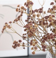 Bunga Baby's Breath Buatan dari PVC Lunak Cetakan Injeksi, Warna Musim Gugur Vintage Mohuage, Tangkai Tunggal, untuk Dekorasi Pernikahan