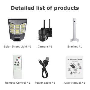 Lampadaire solaire LED avec caméra CCTV, batterie Lifepo4 IP66, corps en aluminium, matériau ABS, éclairage solaire LED extérieur - Product Image 2