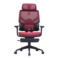 Chaise de bureau ergonomique à dossier haut, confortable, avec repose-pieds en maille, base personnalisable, hauteur réglable, pour bureau à domicile, design moderne.