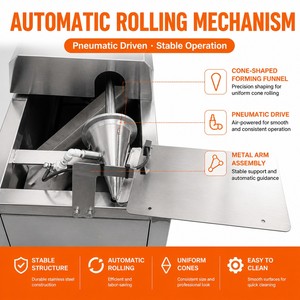 Machine à rouleaux d'œufs électrique automatique, machine à gaufres pour cornets de crème glacée, pour la production de snacks, machine à rouler - Product Image 4