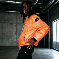 Veste Bomber Coupe-Vent en Cuir Vintage Personnalisée avec Strass, Imperméable, de Marque Designer pour Homme