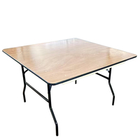 Table extérieure durable de banquet d'hôtel de cadre en métal de contreplaqué pliant carré moderne pour des événements de mariage