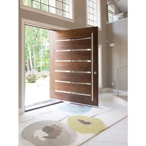 US Villa Main Entry Door Modern Design Pivot Wood Doors With Sidelights