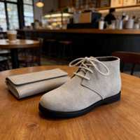 Bottes Chukka à lacets en daim gris clair personnalisées pour enfants, chaussures de marche à semelle souple pour tout-petits garçons et filles, toutes saisons