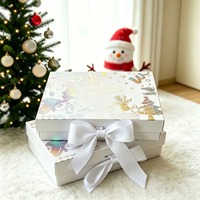 Caja de Regalo Navideña con Estampado Holográfico, Caja de Regalo Plegable Iridiscente con Cinta para Festividades