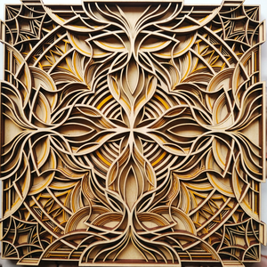 Modern Mandala Design Engineering Wood Multi-Functional <b>Spring</b> Square Scenic Pattern Engraved Customized Logo Modern Art Wall - Product Image 1