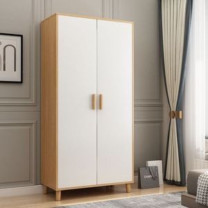 Modern Minimalist <b>Wardrobe</b> White Wood Frame 45cm Depth Divided Storage Bedroom Home Use - Product Image 2