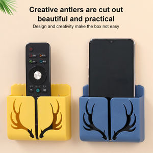 Multi-Functional Antler Remote <b>Control</b> Storage Box Wall-Mounted Plastic Mobile Phone Rack Hole-Free Design for Tool Organization - Product Image 4