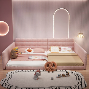 Ensemble de lit de chambre moderne en <span class=keywords><strong>tissu</strong></span> avec cadre en bois rembourré Tatami, idéal pour la famille, grand lit pour chambre principale, ne gêne pas les autres. - Product Image 2