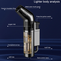 DEBANG Multifonctionnel Jet Briquet Grande Puissance Flamme Rechargeable Coupe-Vent Torche pour Cigarette Cuisine BBQ et Bougie Éclairage