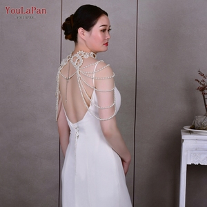YouLaPan VG09A Boléro de mode avec chaîne à pampilles de perles, décoration faite main, collier de perles blanches, châle de <span class=keywords><strong>mariage</strong></span> pour femme - Product Image 6