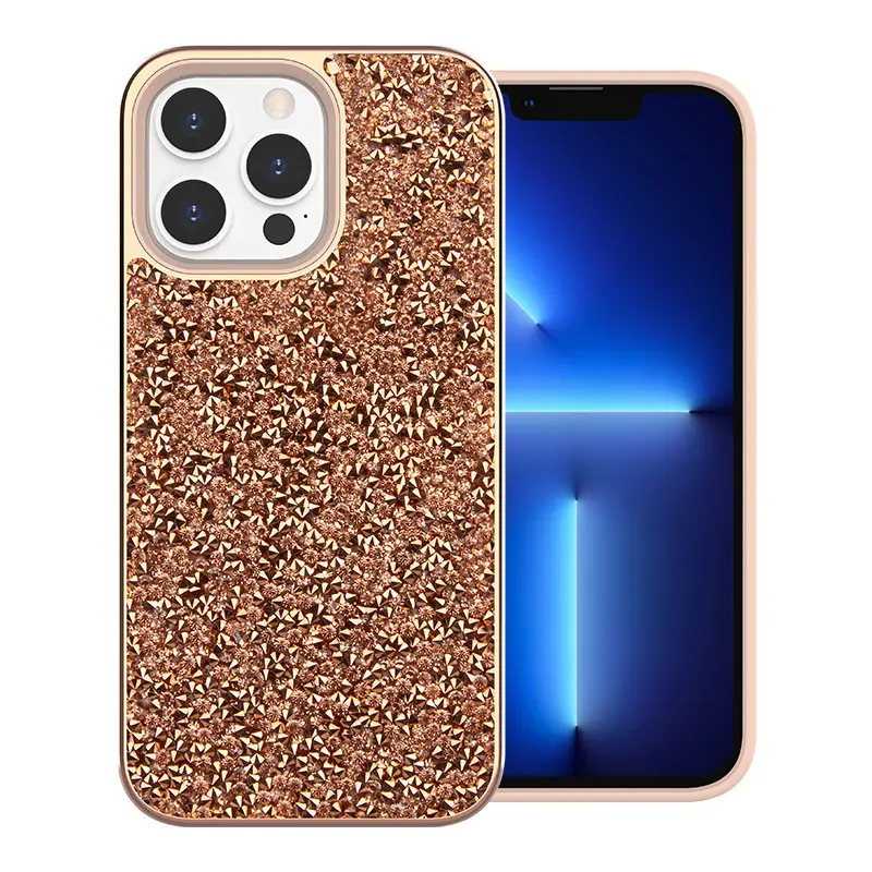 Fashion luxury 2-in-1 glitter diamond phone case for iphone 14 pro max shinning bling TPU mobile case for iphone 13 12 11 pro