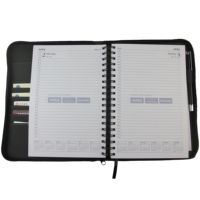 Porte-documents en cuir multifonctionnel le plus vendu avec fermeture éclair, classeur à feuilles mobiles, bloc-notes, portefeuille, logo personnalisé en relief