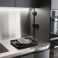 Armoires de cuisine en acier inoxydable noir de luxe plan de travail multifonctionnel pour salon de villa fabriqué en Chine
