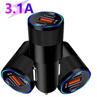 Pengisi Daya Mobil 38W 3.1A Dual 2 USB Type C PD PORT Apple Android Adaptor Pengisi Daya Mobil Sedang Pengisi Daya Kendaraan Pemantik Rokok