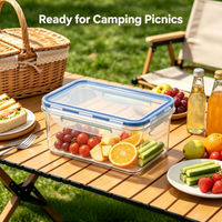 Ensemble de 4 contenants alimentaires en plastique PP étanches avec joint en silicone et couvercle hermétique pour la cuisine, le camping et la préparation des repas en extérieur