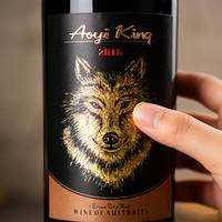 Etiquetas de Botella de Vino con Relieve Dorado UV 3D de Lujo, Diseño Personalizado, Rollo de Etiquetas Serigrafiadas para Botellas de Whisky, Vino y Bebidas