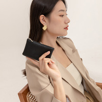 Dompet Mini Resleting Pasokan Pabrik, Tempat Kartu Kredit, Kantong Uang Receh, Dompet Koin Kecil dari Kulit PU Lembut untuk Wanita