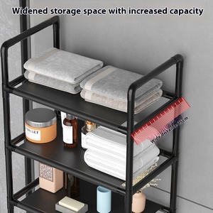 Étagère de Rangement 3 Niveaux pour Toilettes, Meuble Organisateur de Salle de Bain en Métal Gain de Place, Autoportant avec Garde-Corps - Product Image 2