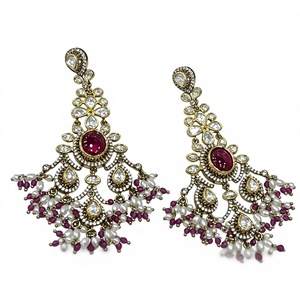 Stunning Best Quality Stone Look Gold Plated <b>Earrings</b> Traditional Wear for Party Wedding Function Wear Collection For Women - Product Image 2