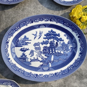 ชุดจานเซรามิกสไตล์ยุโรปอังกฤษลายบลูวิลโลว์แบบเรียบง่าย ขายส่งจากโรงงาน - Product Image 3