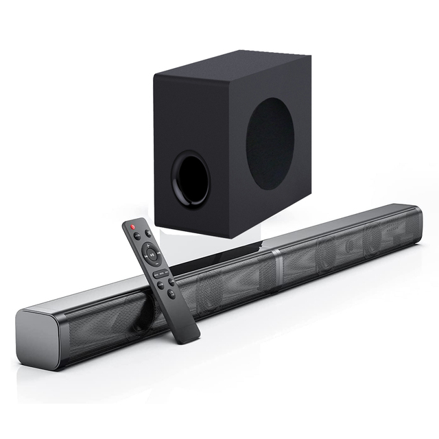 Soundbar with Subwoofer 2.1CH Sound Bar for TV Wireless Deep Bass HiFi Surround Sound, 6 EQ Modes with LED OFF 37" Speaker