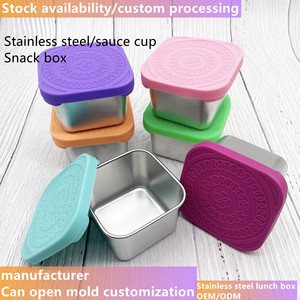 Boîte de conservation alimentaire carrée de 6 oz en acier inoxydable, avec couvercle en silicone, idéale pour la cuisine, pour les collations et les sauces. - Product Image 2