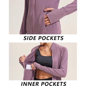 FOXA Women's Full Zip Athletic <b>Jacket</b> <b>Lightweight</b> Quick Dry <b>Running</b> Wear Slim Fit Thumb Holes Spring Sport Coat - Product Image 2