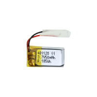 Lot de batteries Lipo rechargeables, ultramince, Lithium-polymère, 401120, 50mah, 3.7V, pour Gps