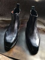 Bottes Chelsea Goodyear pour hommes en cuir de veau, style britannique, faites à la main, à bout carré, pour tenue formelle