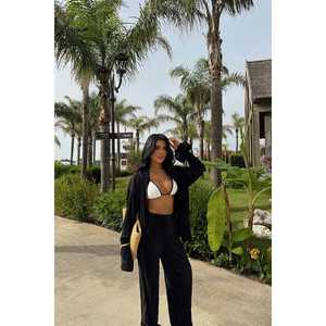 ชุดวิลมา คอเสื้อไม่สมมาตร สีดำ ลายทาง ทรงเข้ารูป สไตล์ลำลอง สำหรับฤดูใบไม้ร่วง เสื้อตัวเดียว พร้อมโลโก้ ไซส์ XS ความยาวเหนือเข่า - Product Image 3