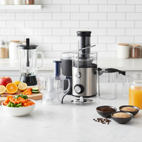 Penjual Terbaik 1000W Stainless Steel 4 in 1 Ekstraktor Jus Elektrik dengan Mangkuk Pengolah Makanan Penggiling Daging Juicer Komersial