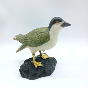 Escultura de Pájaro de Arte Popular en Ágata Negra/Ágata Pera/Serpentina de Bambú BJ1088 - Product Image 3