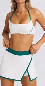 Sommer-Bestseller Damen-Sportbekleidung Sexy Crop Top Elastischer Fitness-Rock Atmungsaktives Gym-Yoga-Set 2-teilig Feuchtigkeitsableitend - Product Image 4