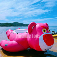 Bateau gonflable commercial en PVC de 0,9 mm, motif ours rose, tractable, pour sports nautiques - Grande Vente