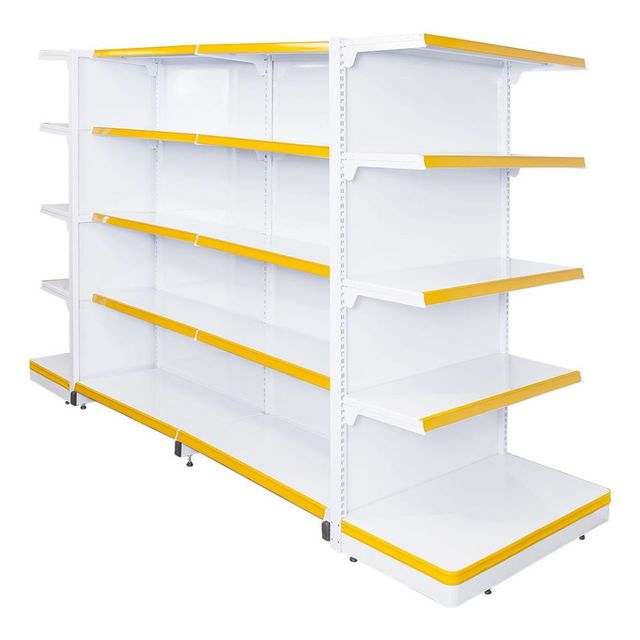 Heavy-Duty Gondola Shelves Unit Double-Sided Fashionable Display Rack for Supermarket Made Durable Metallic Grocery Store