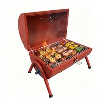 Barbecue rond au charbon de bois avec cendrier amovible et couvercle ventilé - Idéal pour les pique-niques, la plage et les fêtes dans le coffre de voiture
