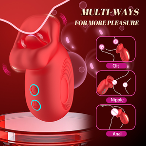 Mund- und Lippenförmiger Vibrator für Frauen, Sexspielzeug mit 10 Vibrations- und 10 Leckfunktionen, Rosen-Vibrator mit Zungenleck-Stimulation - Product Image 5