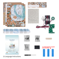 Kit de boîte à musique DIY en bois 3D découpé au laser, miniature de maison rotative à LED, souvenir du stationnement de ski Snow World