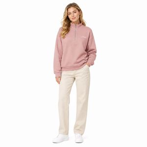 Envío Rápido En Stock Sudadera Oversize de Mujer con Media Cremallera, Color Liso, Forro Polar, Bordado, Estilo Urbano - Product Image 4