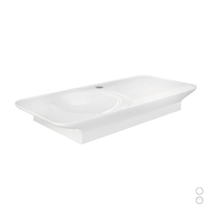 Lavabo mural Valet 111,3 cm blanc mat avec étagère droite pour salle de bain - Product Image 1
