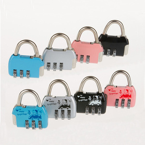 Mini Combination Padlock Zinc Alloy Resettable 3 Digit Bag Lock Travel <b>Security</b> Lock Solid Color Mixed Print Design - Product Image 1