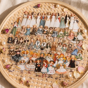 Paquete de 30 Pegatinas PET con Diseños de Personajes Europeos Retro en Vestidos Dulces, Serie de Chicas, Decoración Festiva - Product Image 2