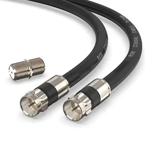 Rg6 cáp đồng trục với f-loại kết nối Thiết lập tốc độ cao băng thông rộng internet kỹ thuật số truyền hình vệ tinh trên không cáp mở rộng dây