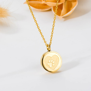 Kalung liontin Urn kremasi hati cetak kaki hewan peliharaan kalung tempat Abu anjing/kucing perhiasan kenang-kenangan baja tahan karat - Product Image 5