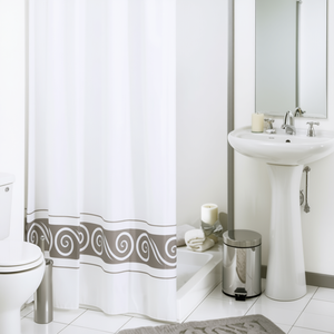 Cortina de ducha de tela Ricciole de 120x200 cm con diseño de espiral para baño - Product Image 3
