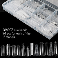 288 pièces Nouveaux Moules à Ongles pour Extensions Rapides, Formes Françaises Sandwich Double Couverture Complète, Moules à Ongles en ABS