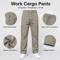 Pantalon Cargo Tactique pour Hommes, 6 Poches, Pantalon de Travail en Coton Mélangé, Jambe Droite, Durable, Construction