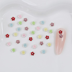 Breloques d'ongles en alliage 3D fleur <span class=keywords><strong>macaron</strong></span> pastel kawaii personnalisées, multicolores, à cinq pétales, perles et strass pour décoration d'ongles DIY - Product Image 3